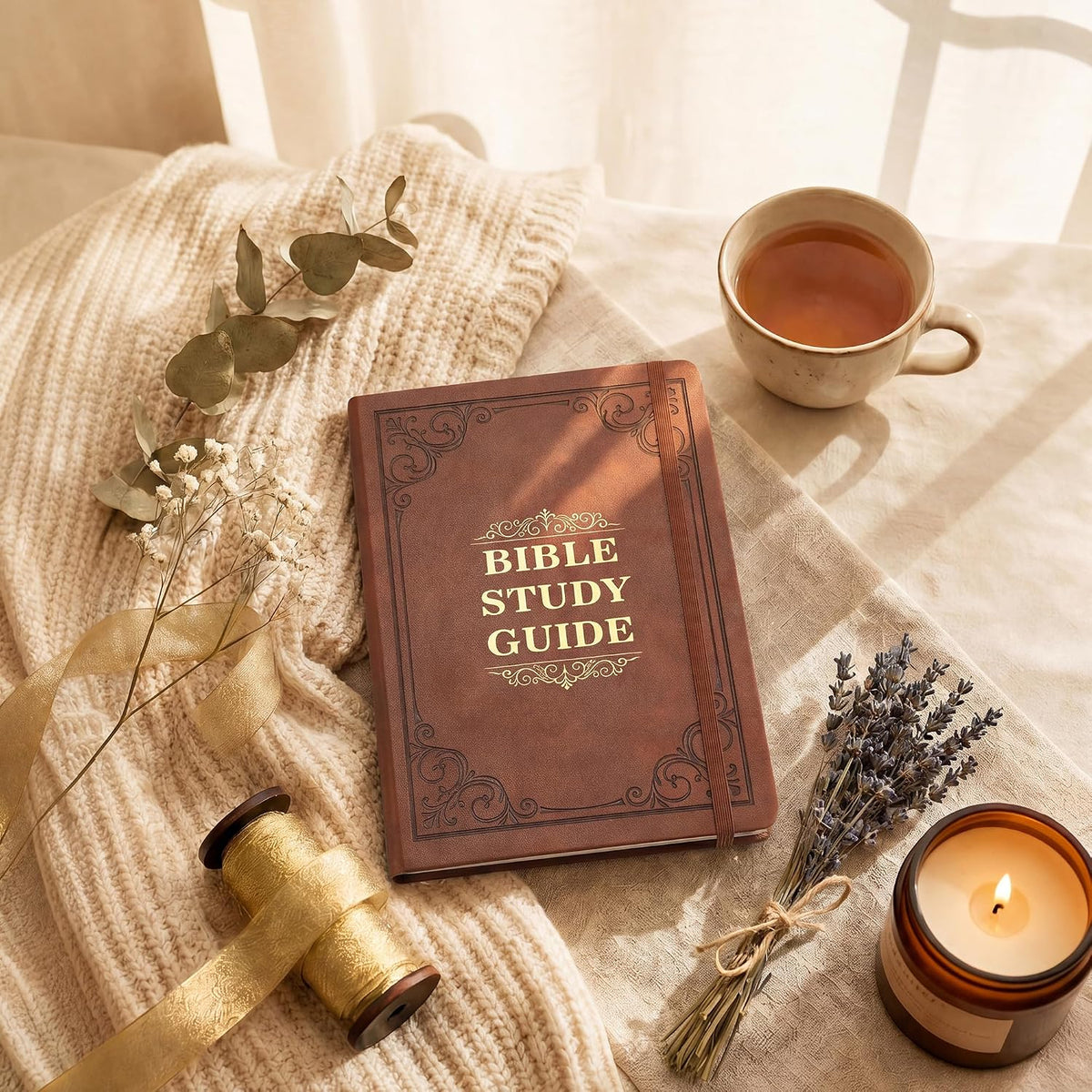 Bible Study Guide, 66-Page Bible Journal, Leather Hardcover, 5.7" X 8.3" | Concise Overview, Chapter Outline, Key Themes, for Men, Women, Teens, Adults, Elders, Christian Gift (Brown)